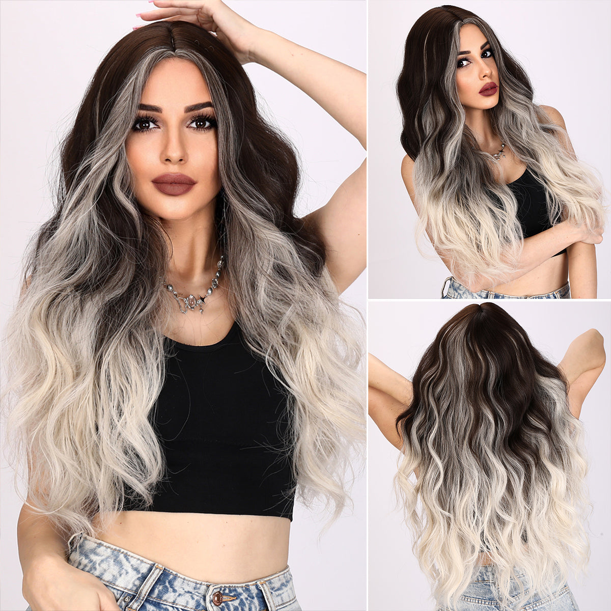 30 Inches | Mixed colors Grey Black | Daily Style | Curly Hair