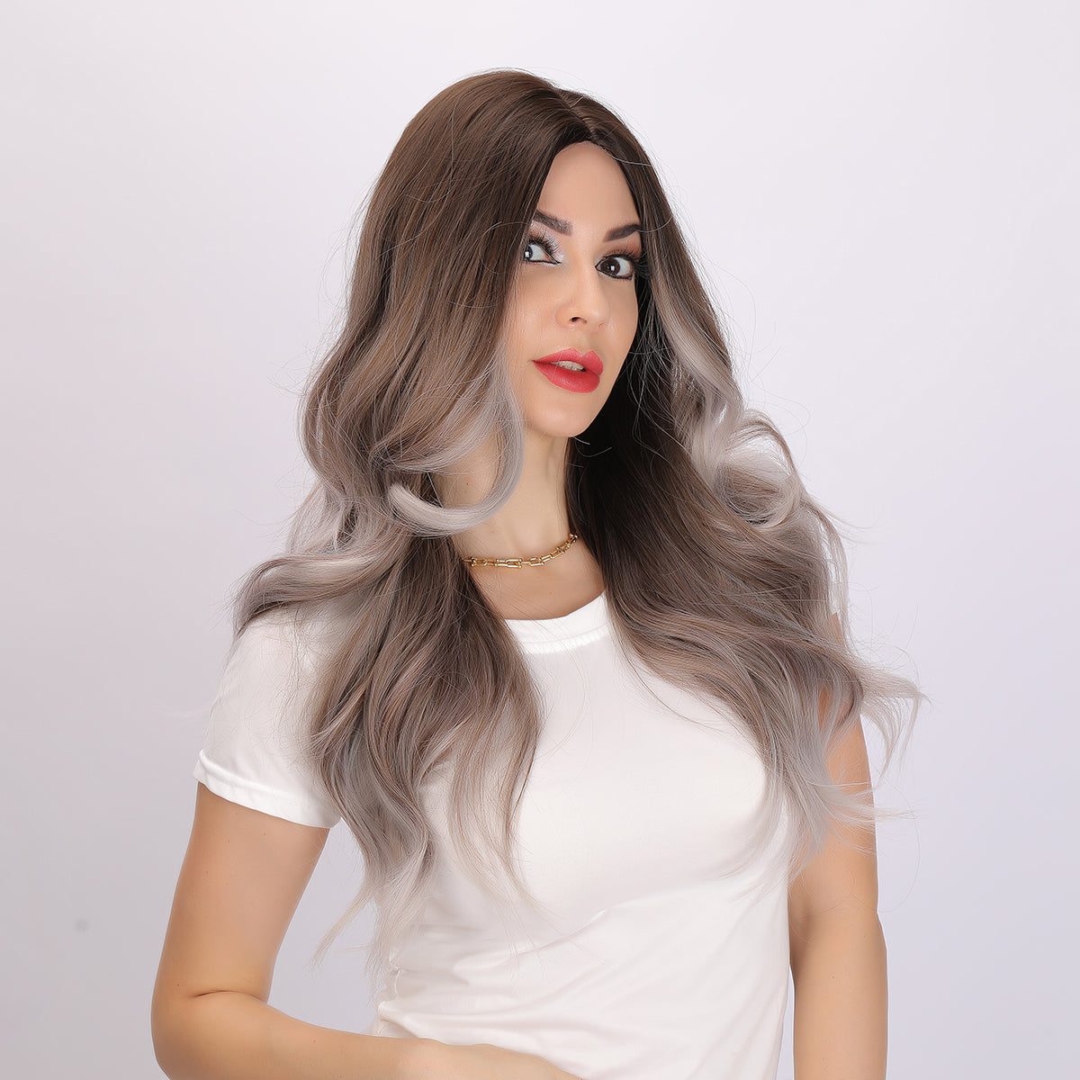 24 Inches | Mixed colors Grey Brown | Daliy Style | Curly Hair