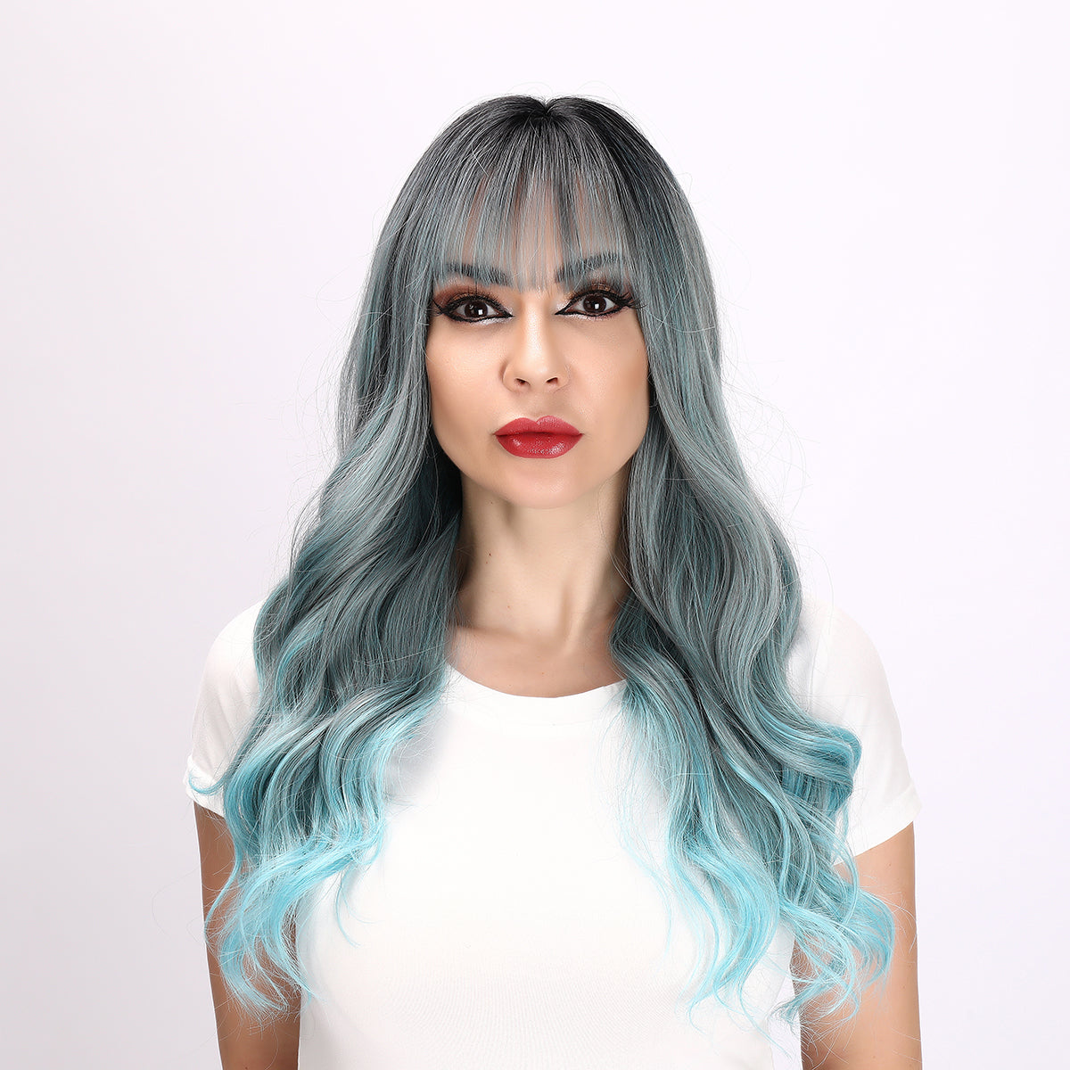28 Inches | Omber Blue| Costume | Curly Hair