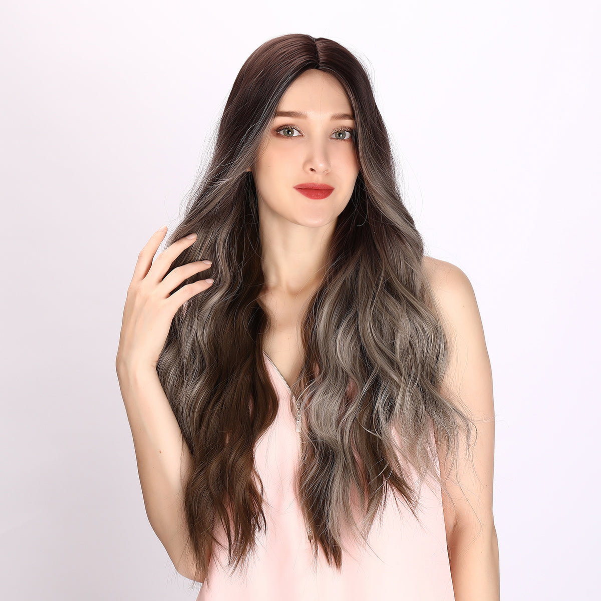 30 Inches | Mixed colors Grey Brown | Daily Style | Curly Hair
